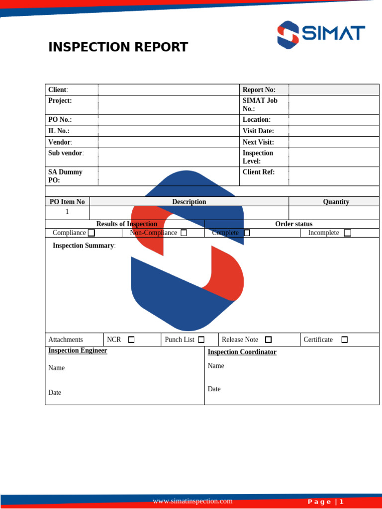 Simat Inspection Report | PDF