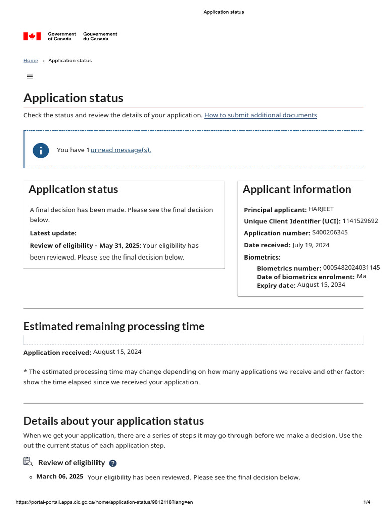 Application Status Overview and Details | PDF | Biometrics | Government ...