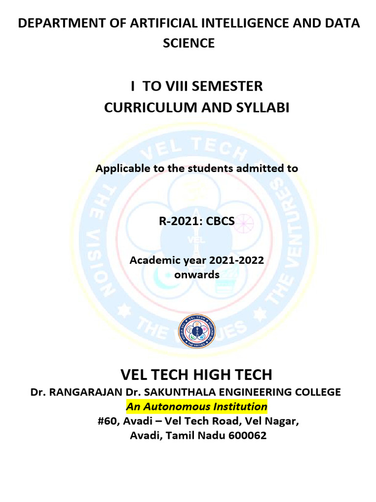 AI&DS Syllabus R 21 Regulation | PDF | Matrix (Mathematics) | Waves