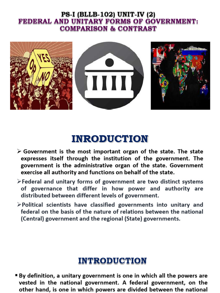 Federal vs. Unitary Government Systems | PDF | Constitution | Federation