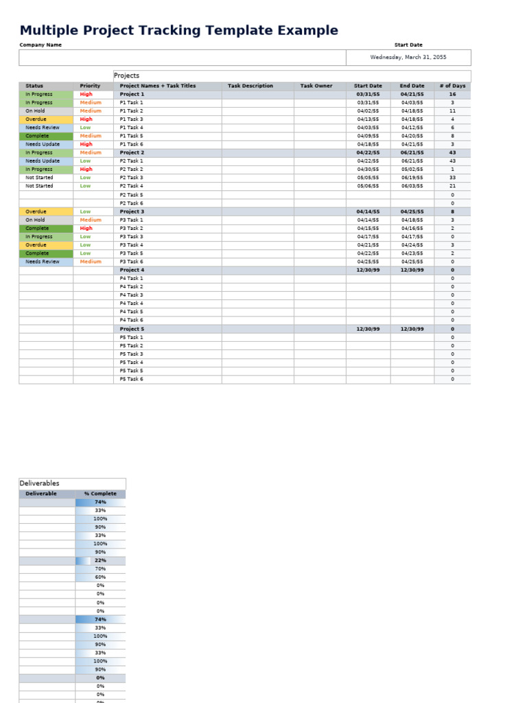 IC Multiple Project Tracking Template 10 | PDF