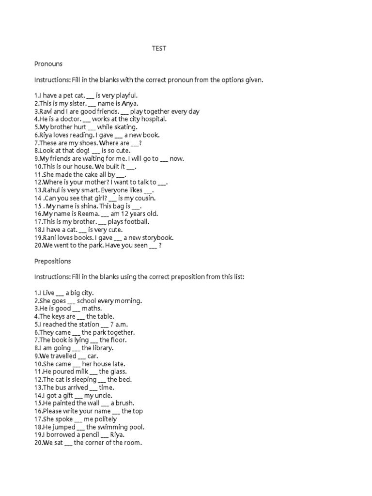 Spoken Test 1 | PDF