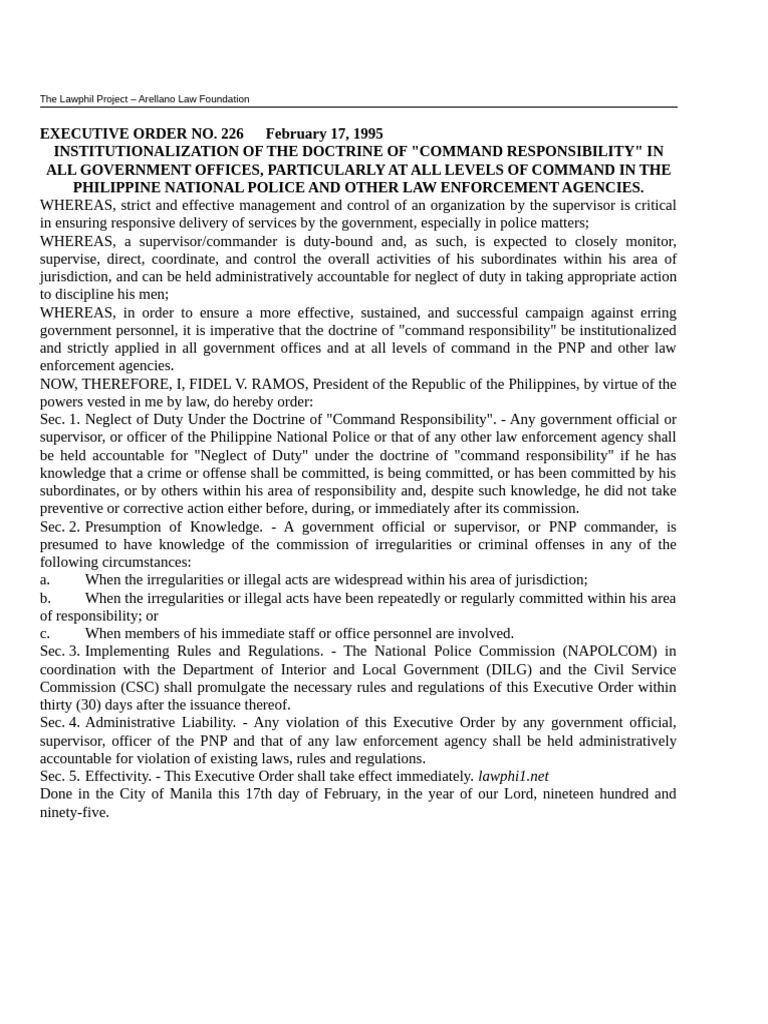 Command Responsibility in Philippine Law | PDF | Law Enforcement Agency ...