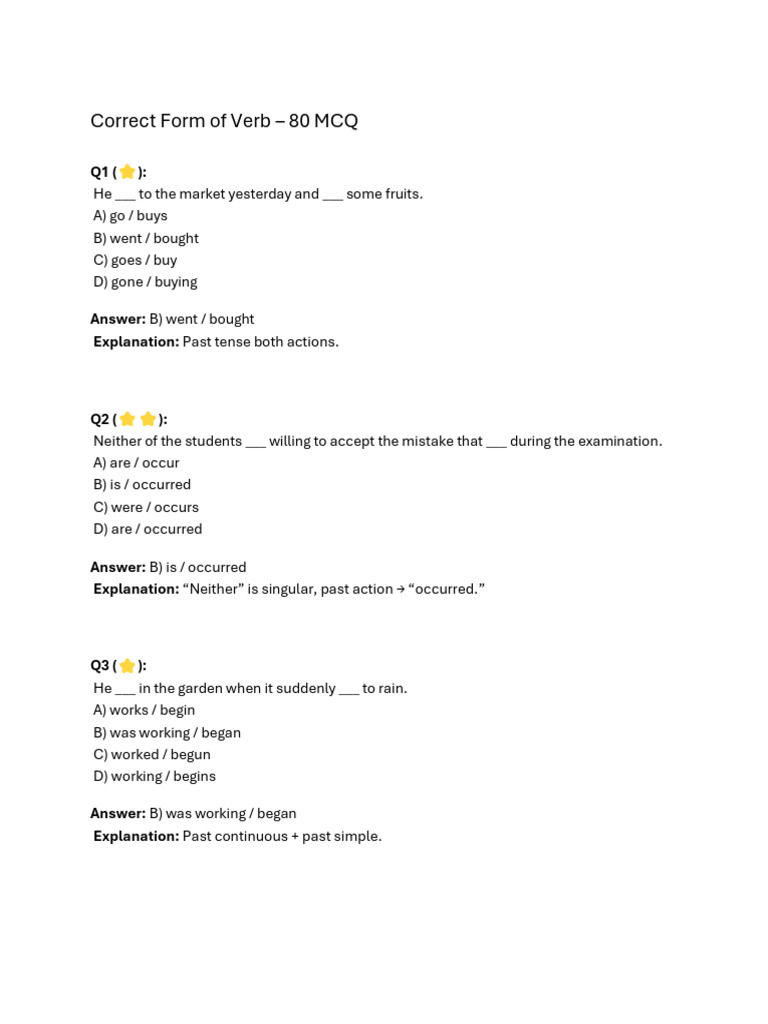 Correct Verb Forms in English | PDF | Linguistics | Grammar