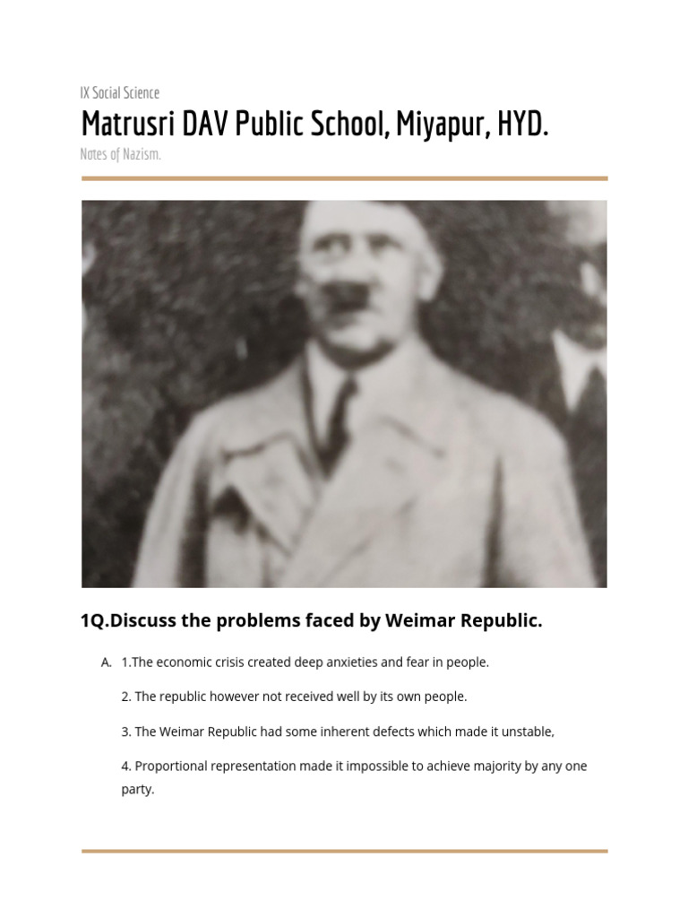 Notes of Nazism | PDF | Weimar Republic | Nazi Germany