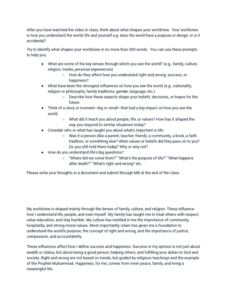 What Shapes My Worldview | PDF | Social Psychology | Spirituality