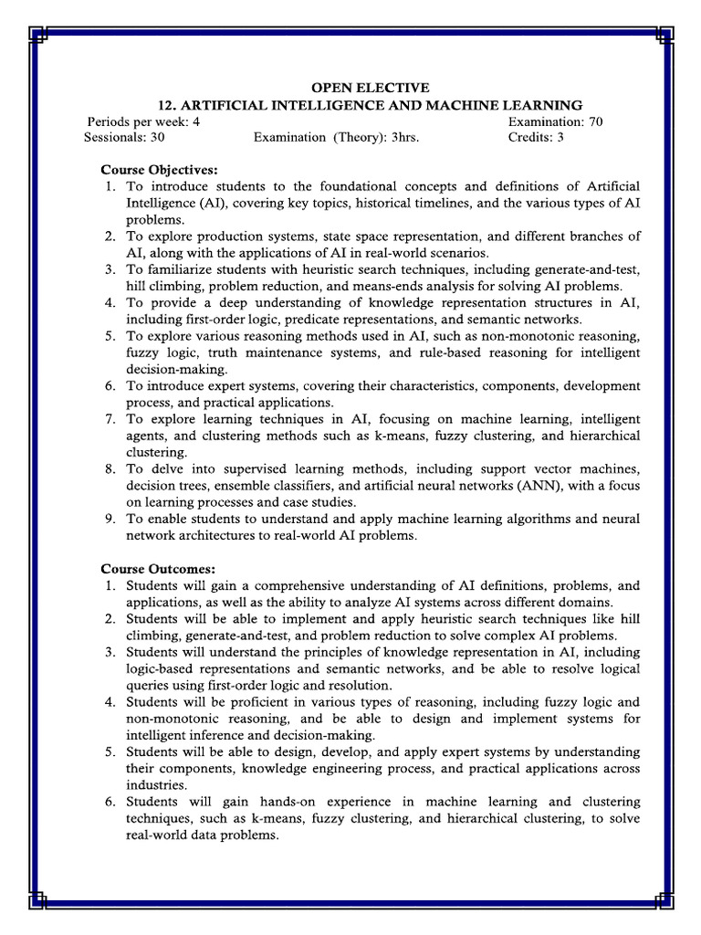AI &ML Syllabus | PDF