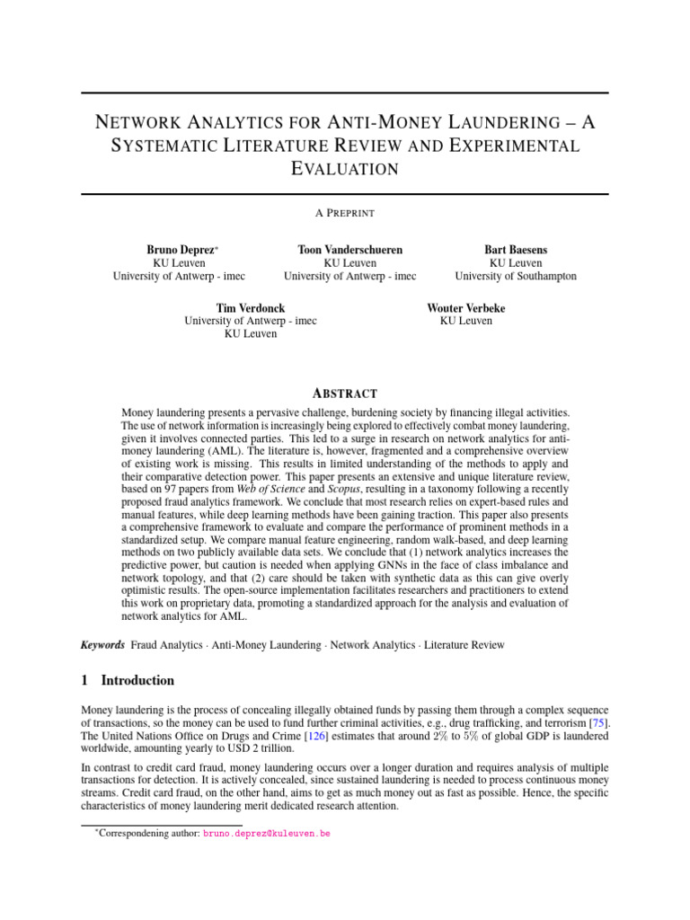 Network Analytics for AML: A Review | PDF | Money Laundering | Analytics