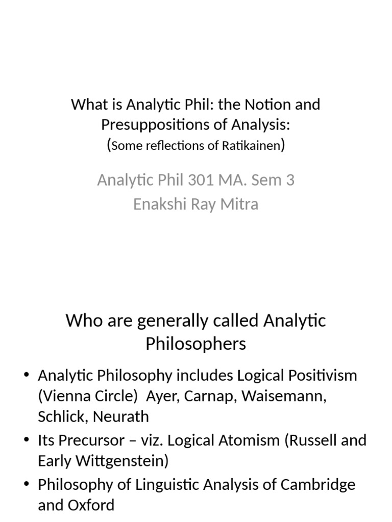 Understanding Analytic Philosophy Concepts | PDF | Analytic Philosophy ...