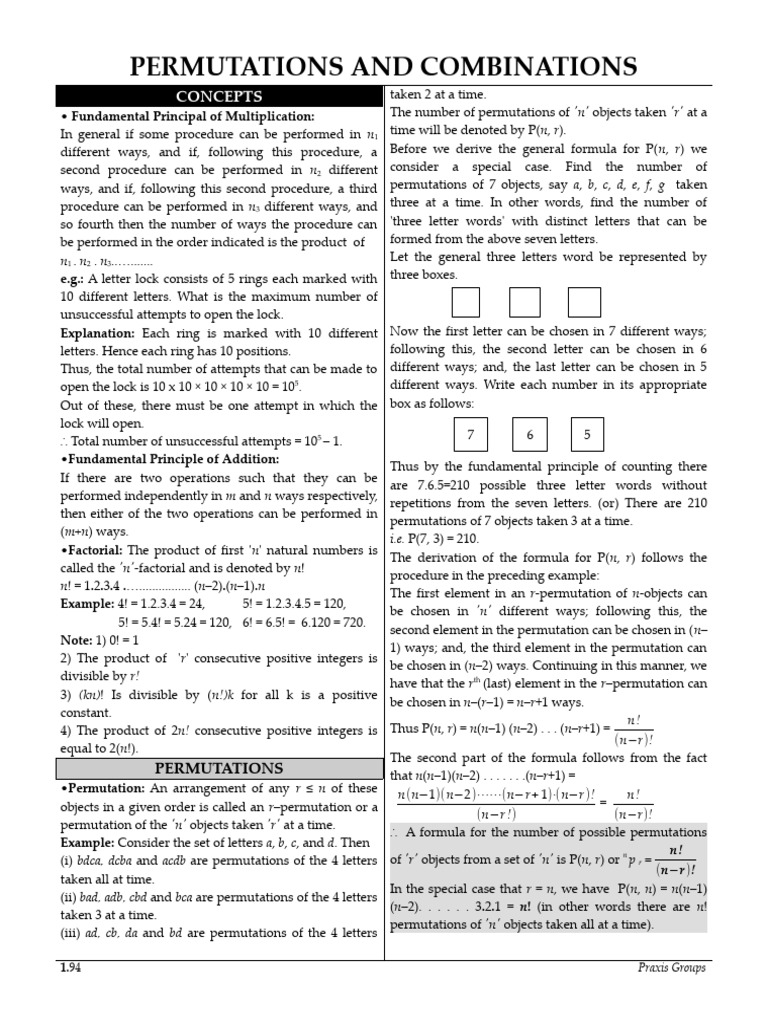 Permutations and Combinations Explained | PDF | Permutation ...
