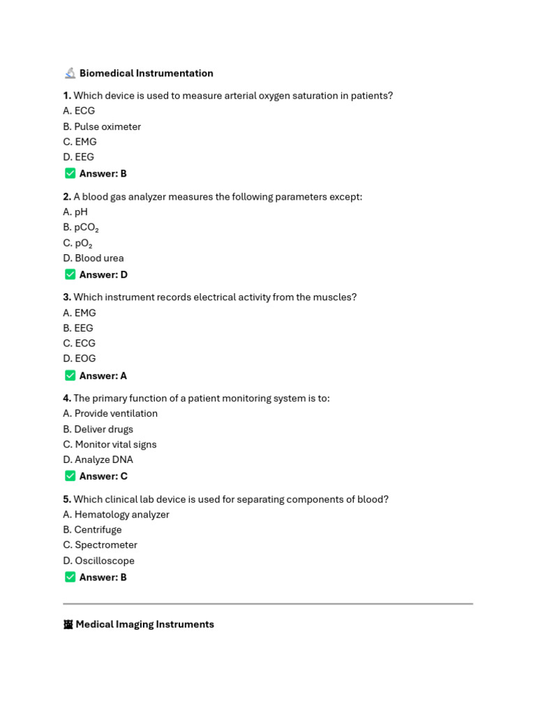 Biomedical Instrumentation Overview | PDF | Medical Imaging | Magnetic ...