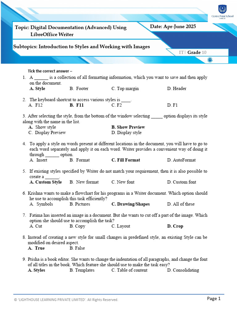 Digital Documentation Advanced (Styles & Images) - Notes | PDF ...