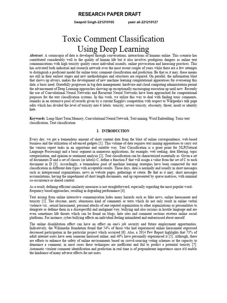 Toxic Comment Classification with Deep Learning | PDF | Deep Learning ...