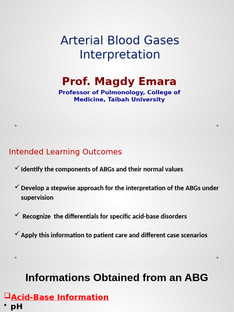 Arterial Blood Gas Interpretation Guide | PDF | Intensive Care Medicine ...