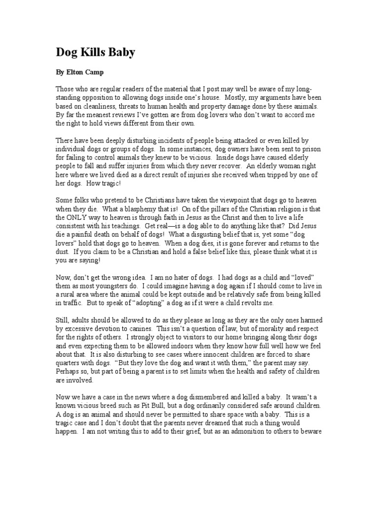 Dog Kills Baby Download Free PDF Dogs Jesus