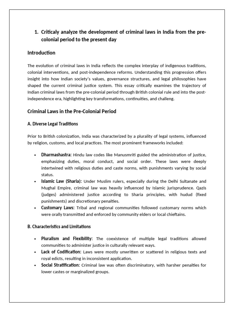 Evolution of Criminal Laws in India | PDF | Mens Rea | Crimes