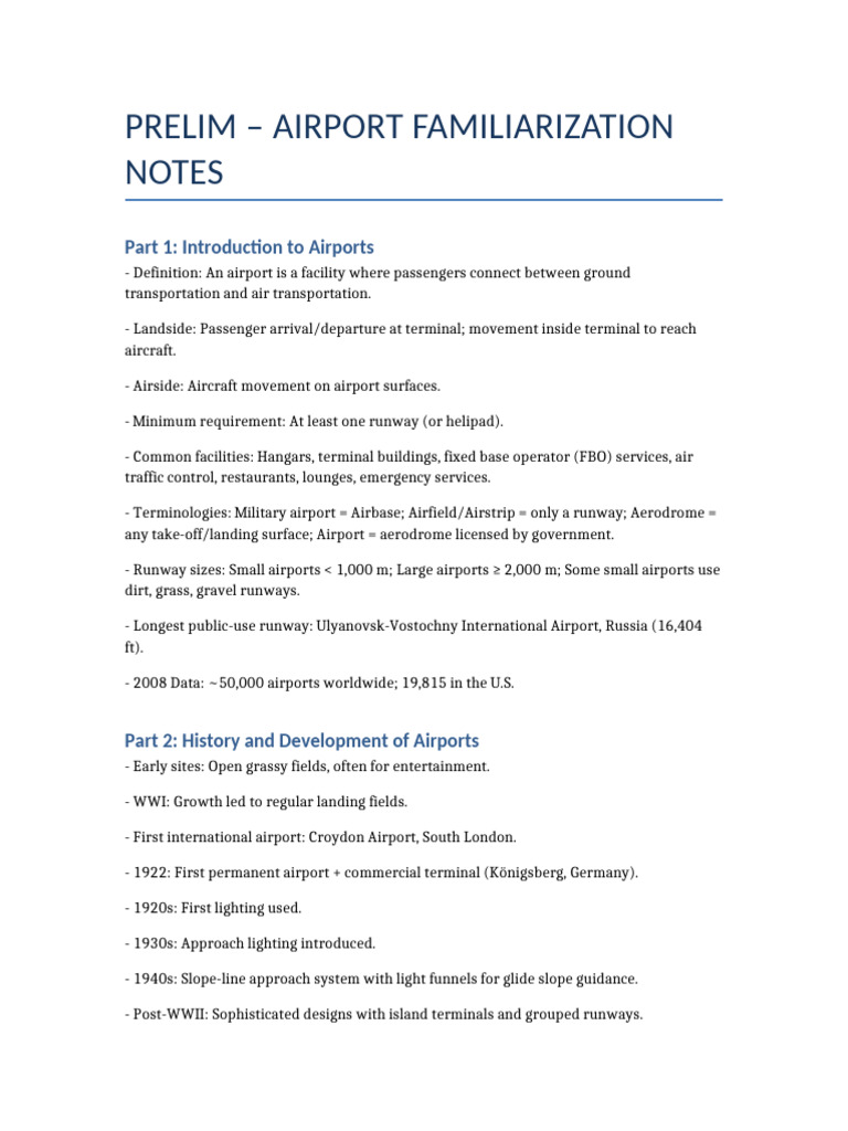Airport Familiarization Notes | PDF | Airport | Aviation