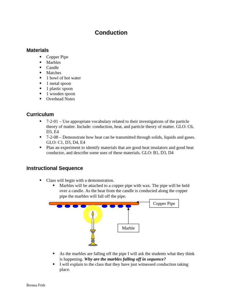 7-2-08 - Conduction - Lesson | PDF | Thermal Conduction | Heat