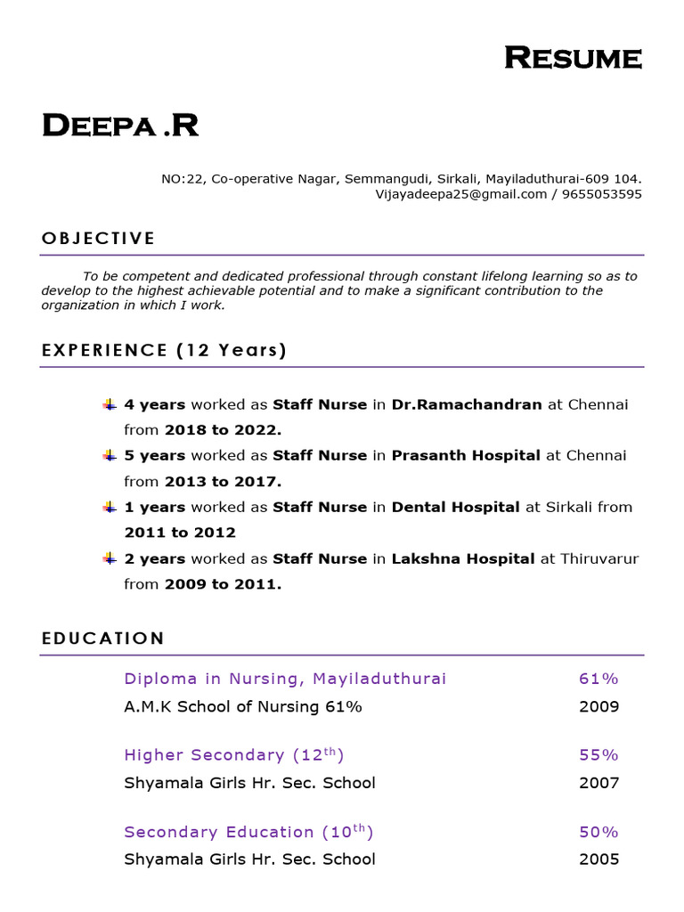 Staff Nurse Resume for Nursing Job | PDF