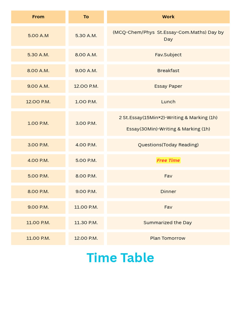 Daily Study Schedule and Planning Guide | PDF