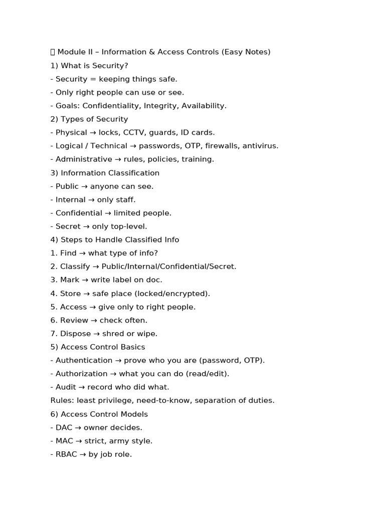 Information & Access Controls Overview | PDF