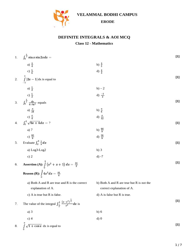 DI and AOI MCQ | PDF | Area | Mathematics