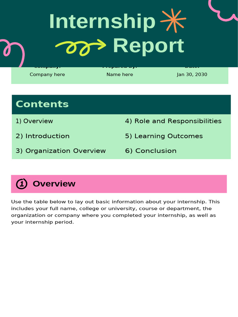 Internship Report Template for Students | PDF