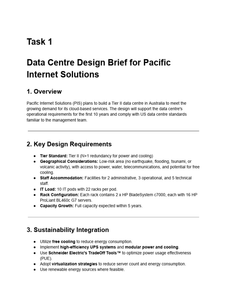 Data Centre Design Brief for PIS | PDF | Data Center