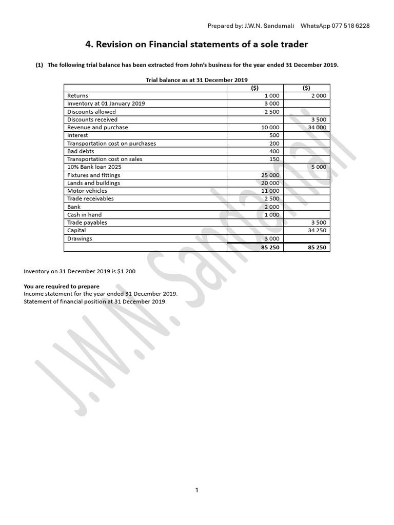 Financial Statements Preparation Guide | PDF | Balance Sheet | Expense