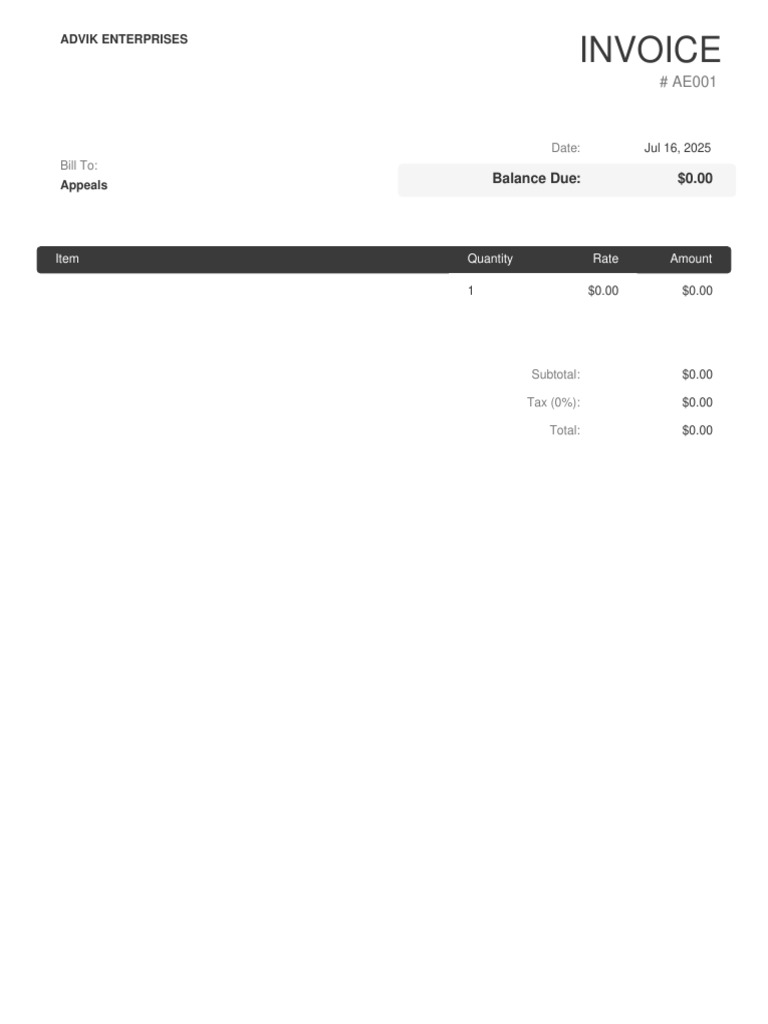 Invoice AE001 | PDF