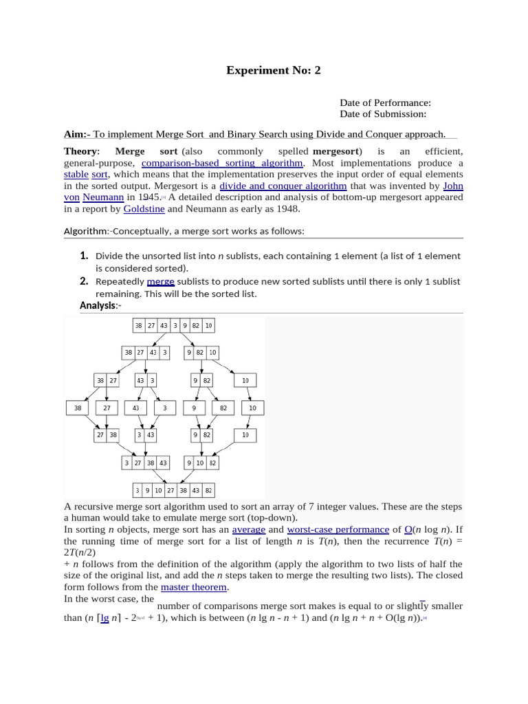 Implementing Merge Sort Algorithm | PDF | Applied Mathematics ...