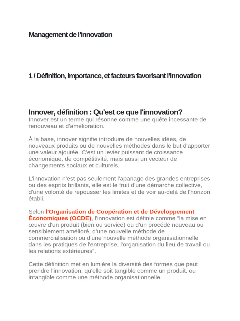 Management de L Innovation | PDF | Innovation | Business