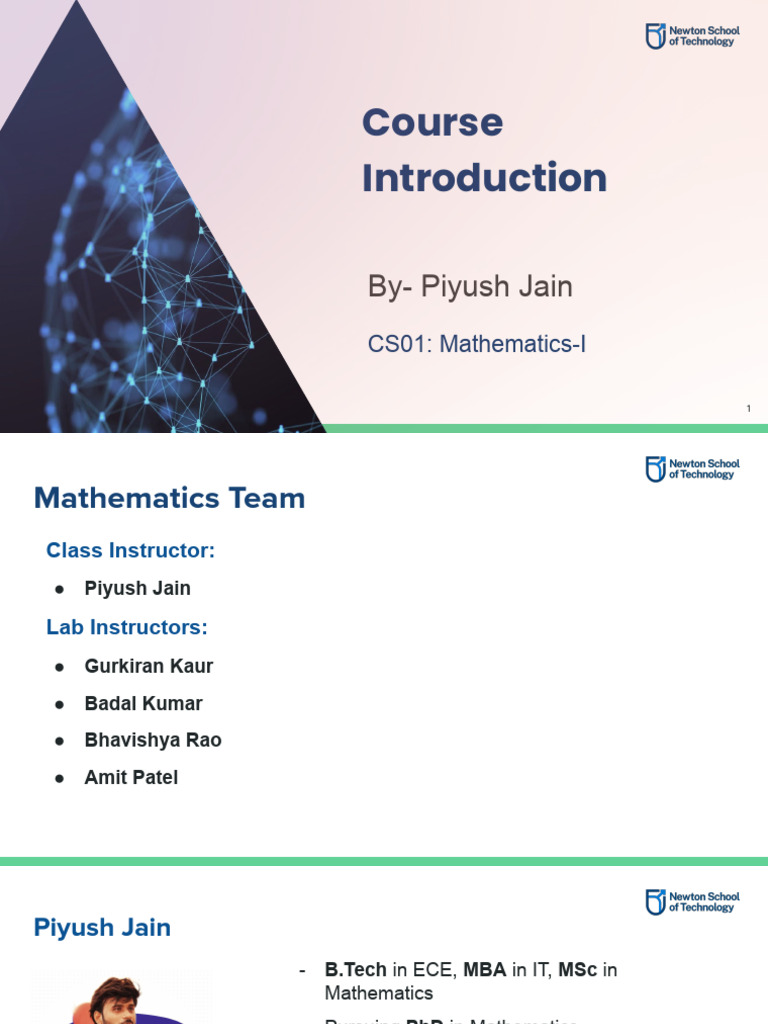 Lecture 0 - Introduction To Maths-1 - Piyush Jain | PDF | Mathematics ...
