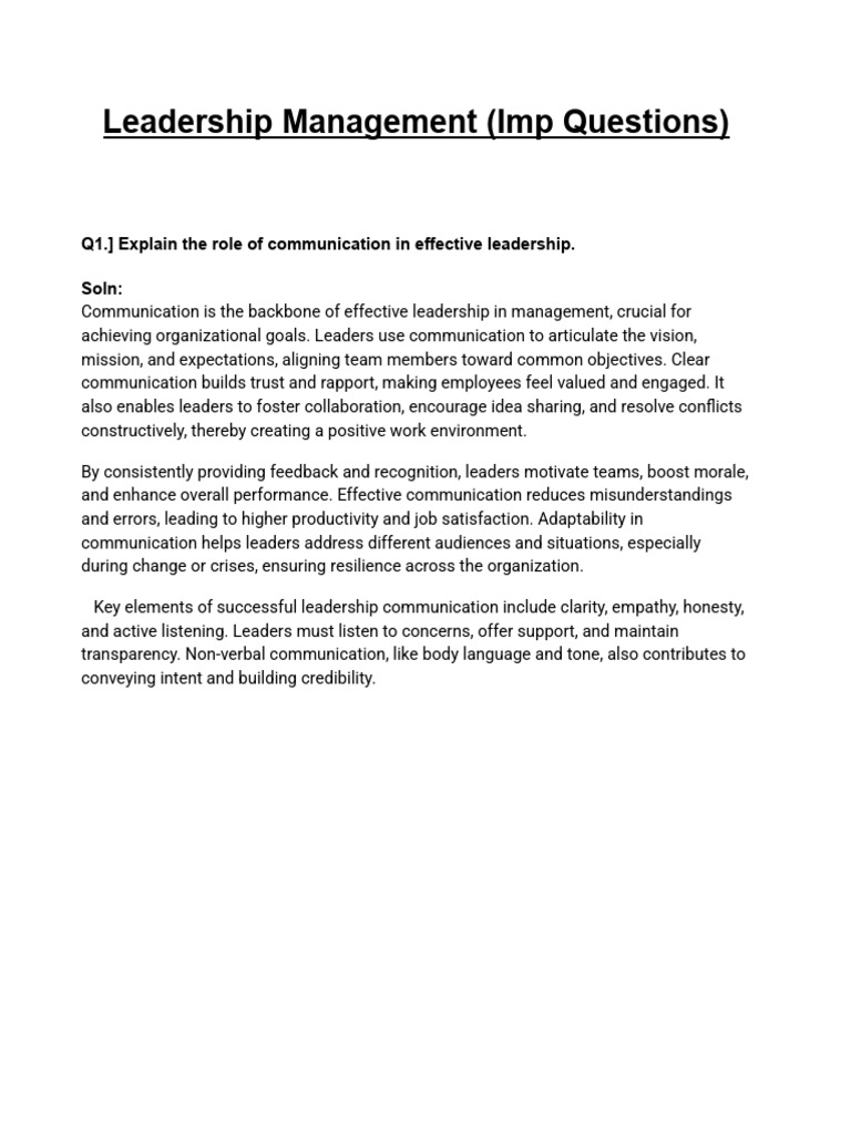 Effective Leadership Management Insights | PDF | Leadership ...