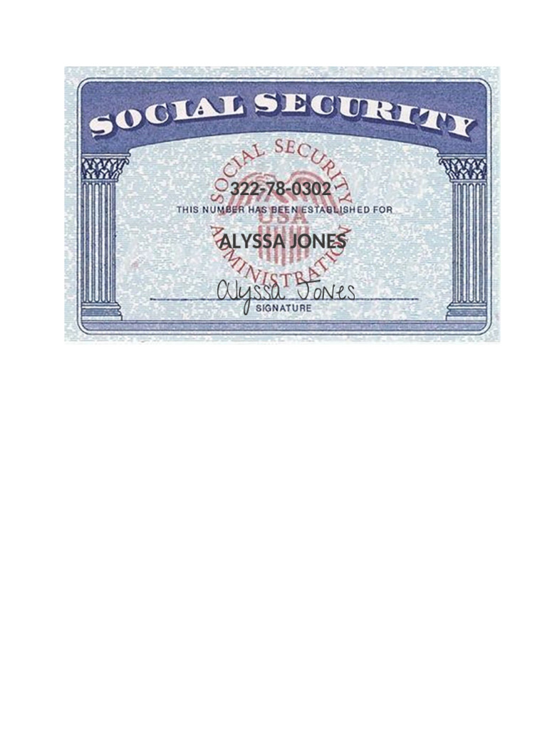 Blank Fillable Social Security Card Template | PDF