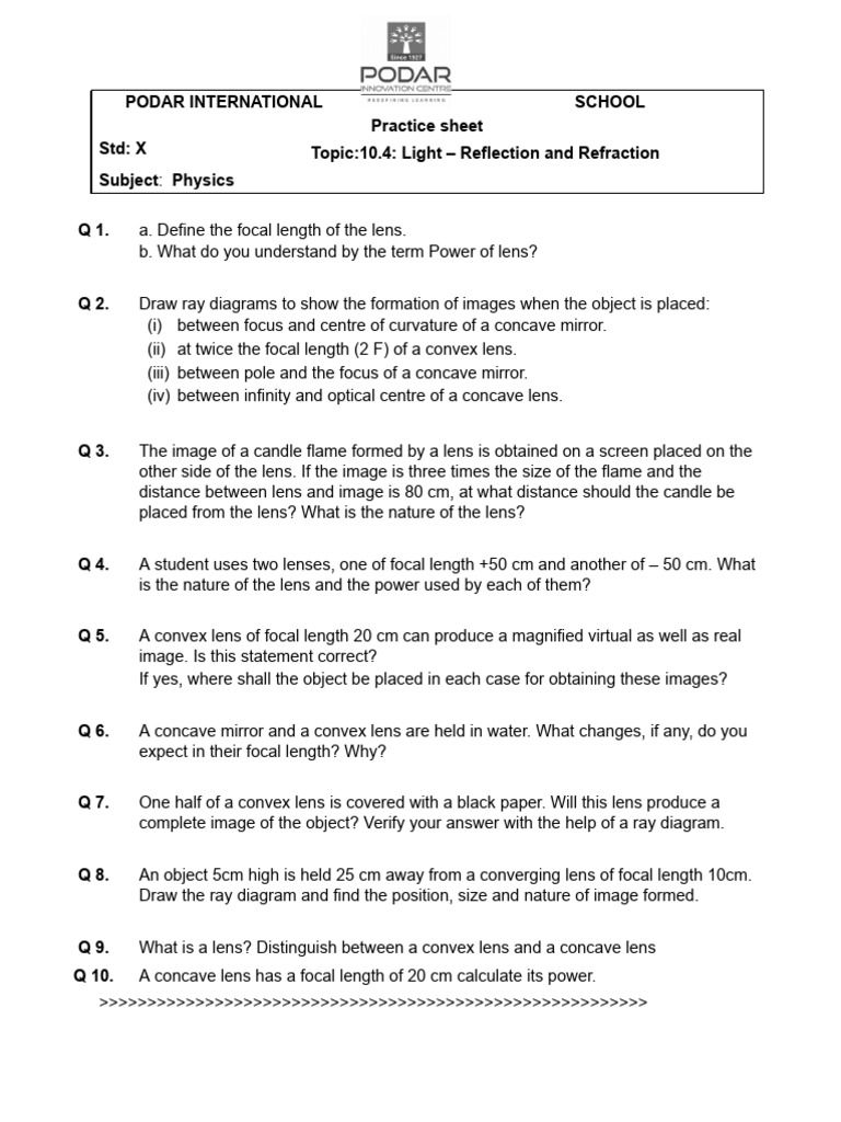Open PS CB X Phy 10.4 Light-Reflection and Refraction PDF | PDF