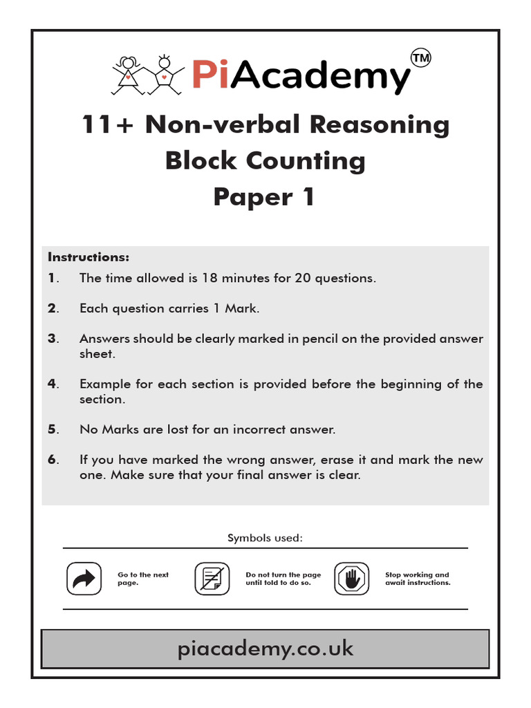 11 Plus Non Verbal Reasoning Paper 1 Block Counting GCD | PDF