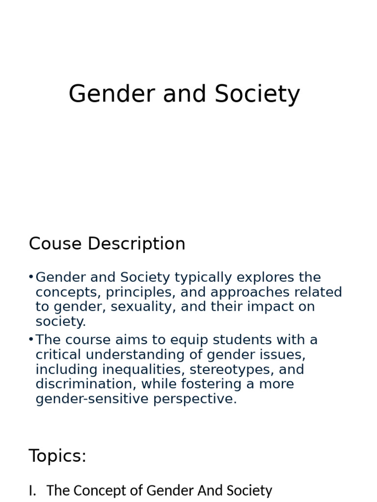 Understanding Gender and Society | PDF | Gender | Gender Studies