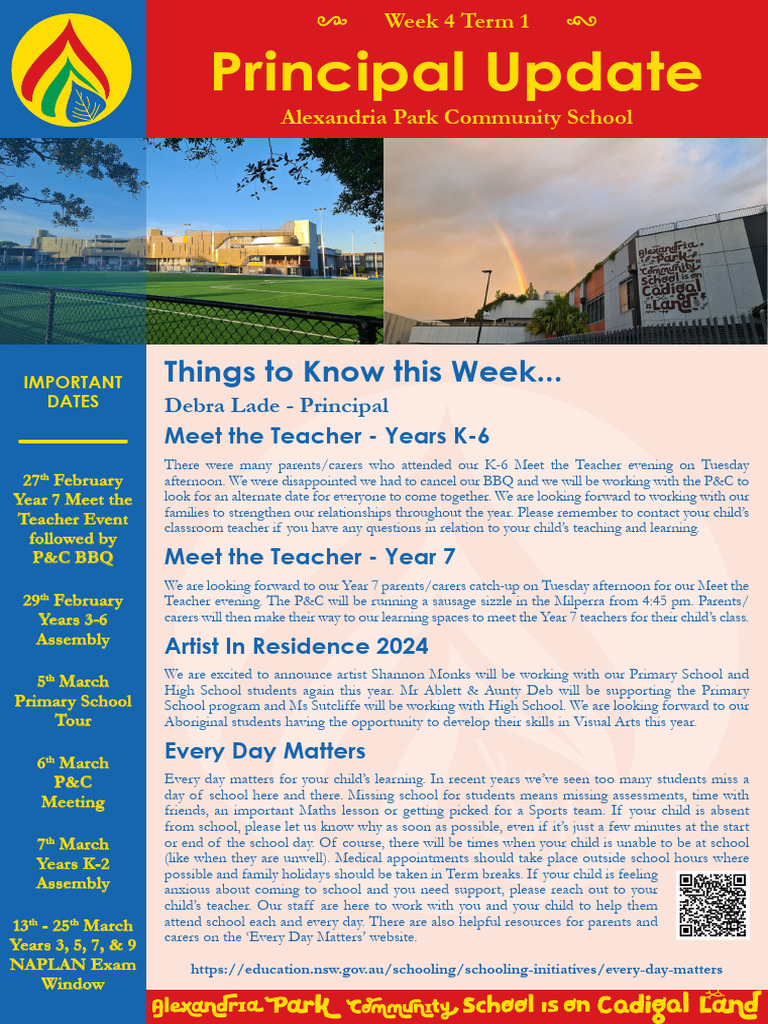 Alexandria Park School Weekly Update | PDF | Teachers | Learning