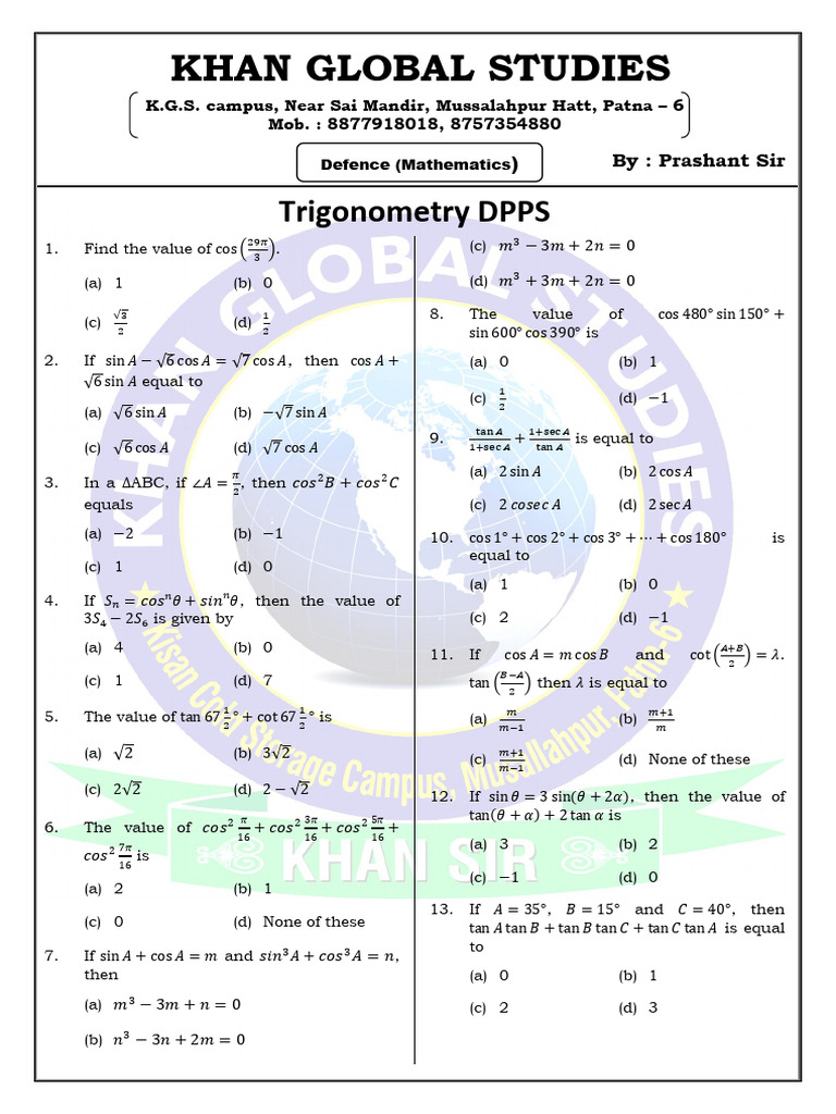Trigonometry Practice Questions and Answers | PDF | Chess | Chess Theory
