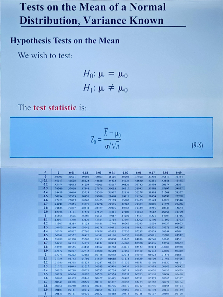 Normal Distribution Mean Tests | PDF | P Value | Statistical Theory