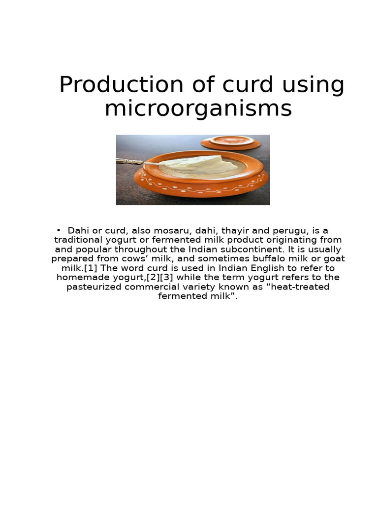 Curd Production Using Microorganisms | PDF