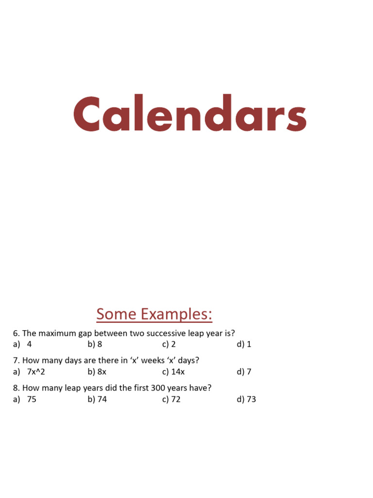 Calendars Questions | PDF
