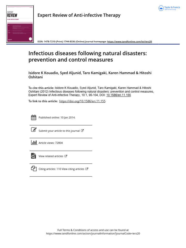 Infectious Diseases Post-Natural Disasters | PDF | Infection | Natural ...
