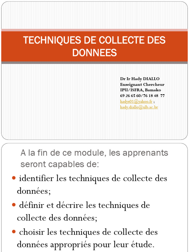 Techniques de collecte des données | PDF
