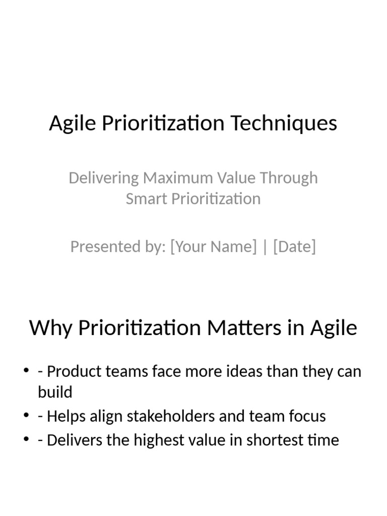 Agile Prioritization Techniques Product Team | PDF