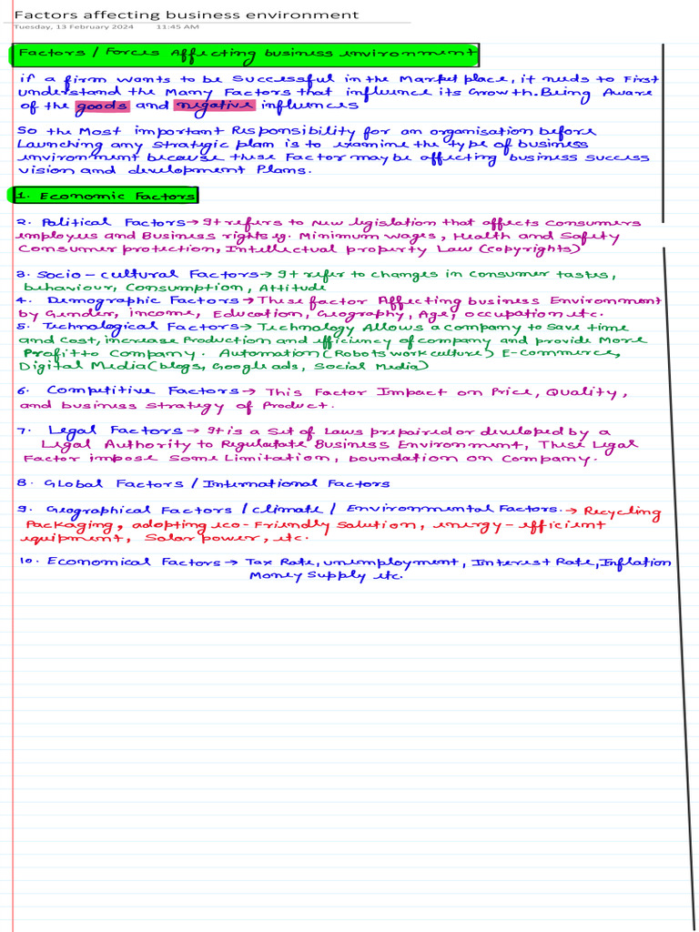 Factors Affecting Business Envi | PDF