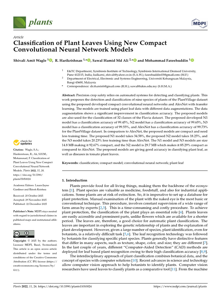 Plant Leaf Classification with CNNs | PDF | Sensitivity And Specificity ...