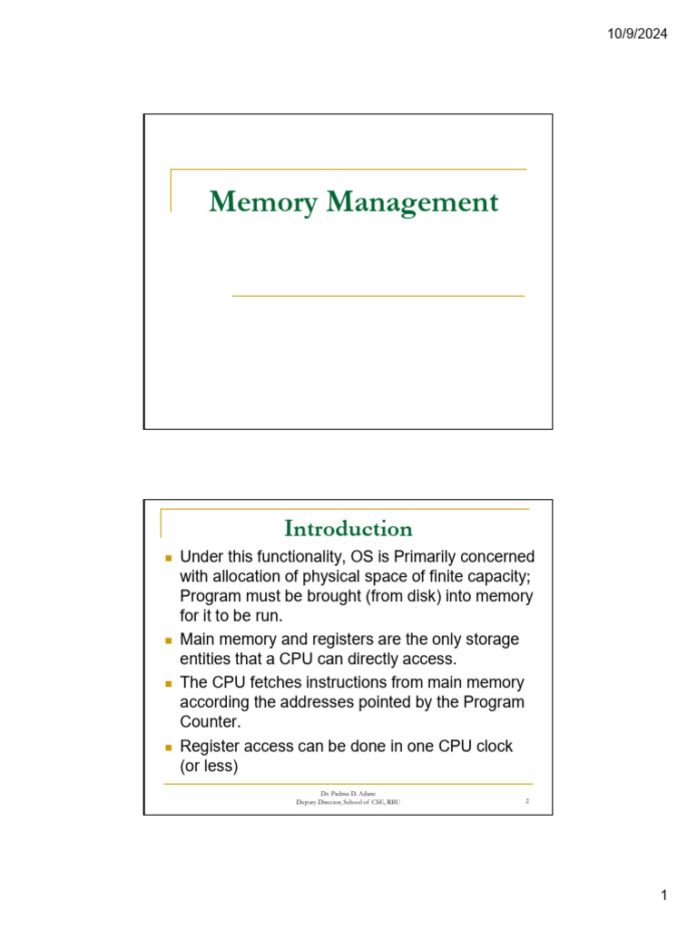 Memory Management in Operating Systems | PDF | Computer Science ...