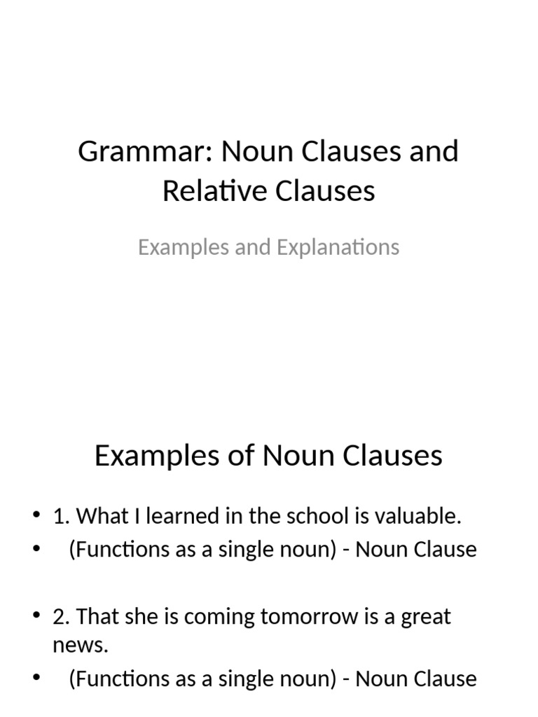 Noun and Relative Clauses Explained | PDF